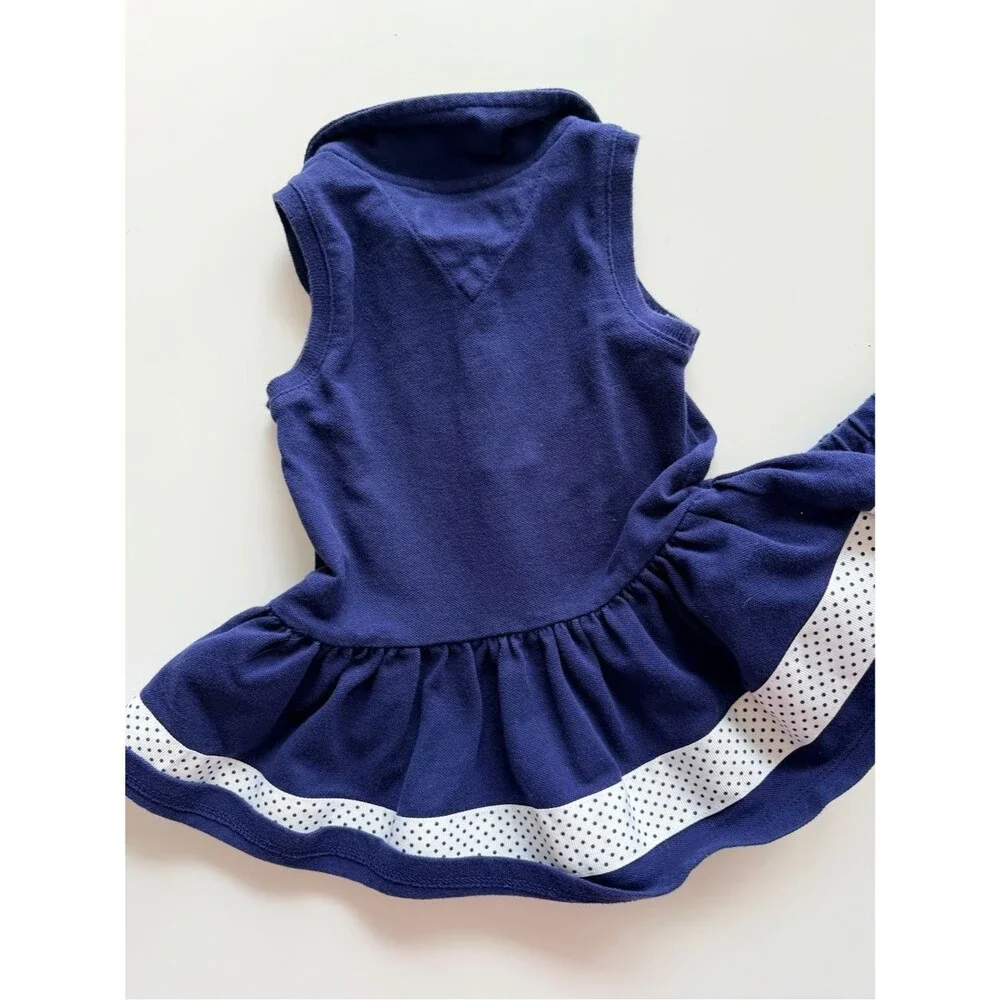 Tommy Hilfiger Ralph Lauren Navy Polo Dress with Denim Leggings 6-9 months